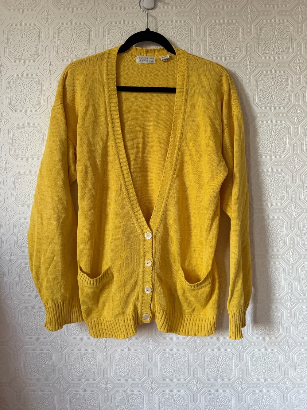 Vintage Fenn Wright & Manson Bright Yellow Button-Front Cardigan Size L